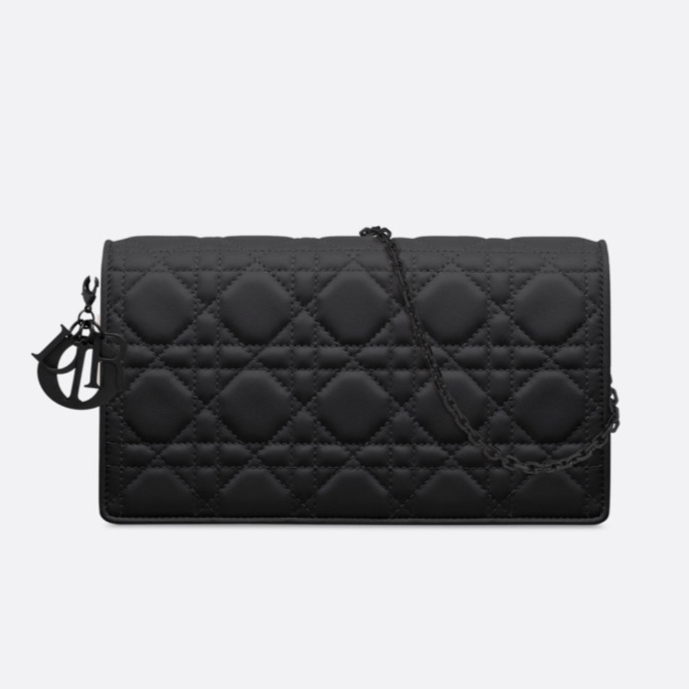 Lady Dior Pouch Black Ultramatte Cannage Calfskin - Brand New In Box & Gift Bag!